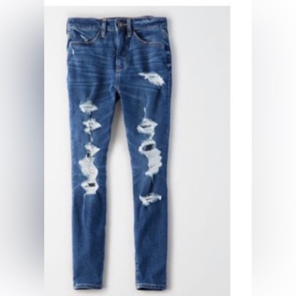 NEW American Eagle Outfitters Ripped Blue Skinny Jeans
